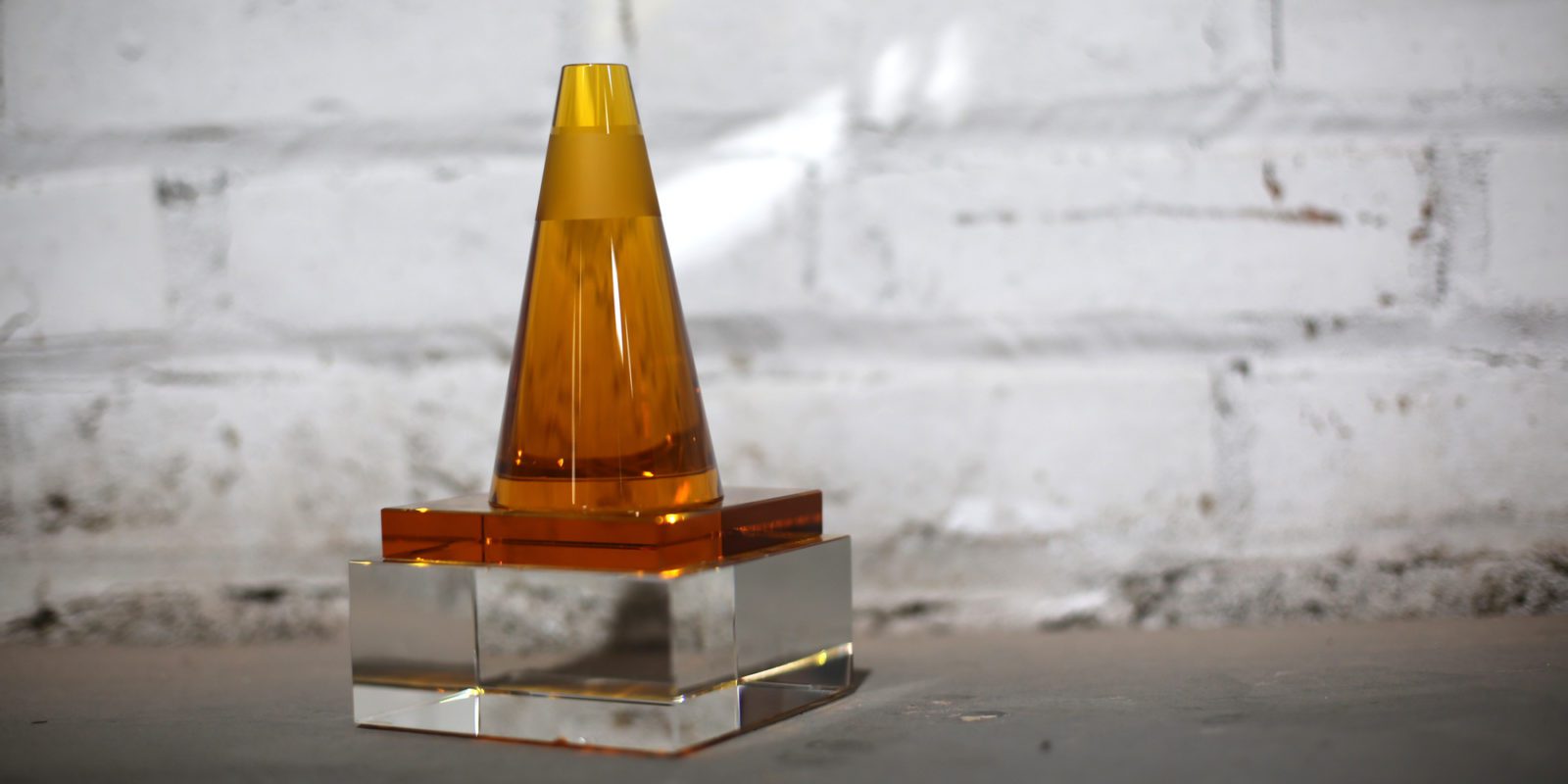 Crystal Trophy shaped like a traffic cone